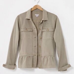 J. Jill Extrasoft Chino Peplum Jacket in Light Porcini Size Medium